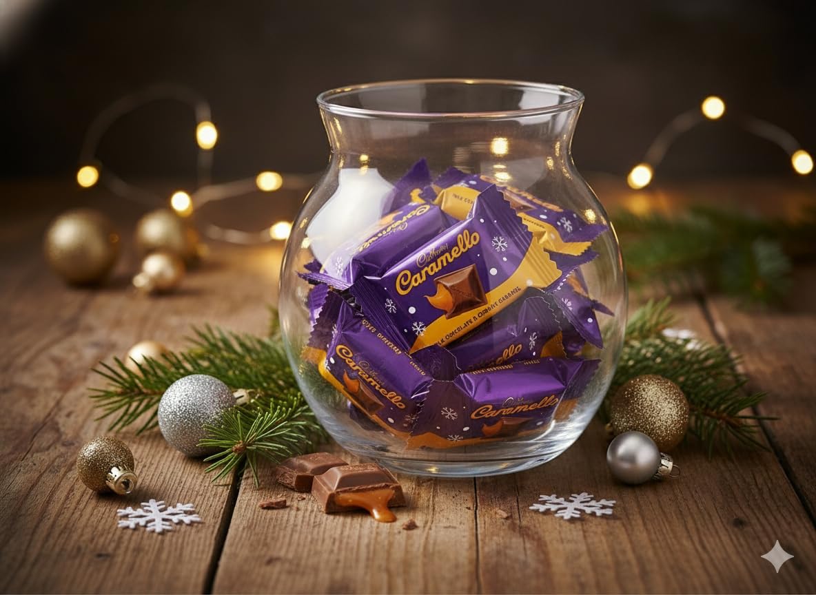 Party favors or dessert accents with Cadburry Caramello bites.