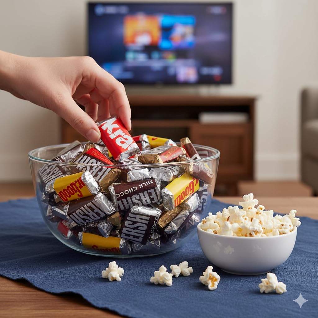 TreatBasket miniatures crisped rice chocolate square with crunch, perfect movie night.
