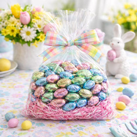 TREATBASKET pastel foils and shells create festive decor and table desserts