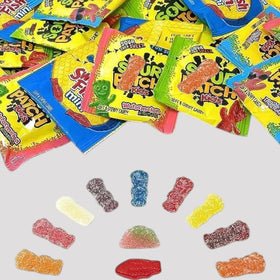 Treatizo Sour Patch Kids spill of assorted gummies for a snack setup