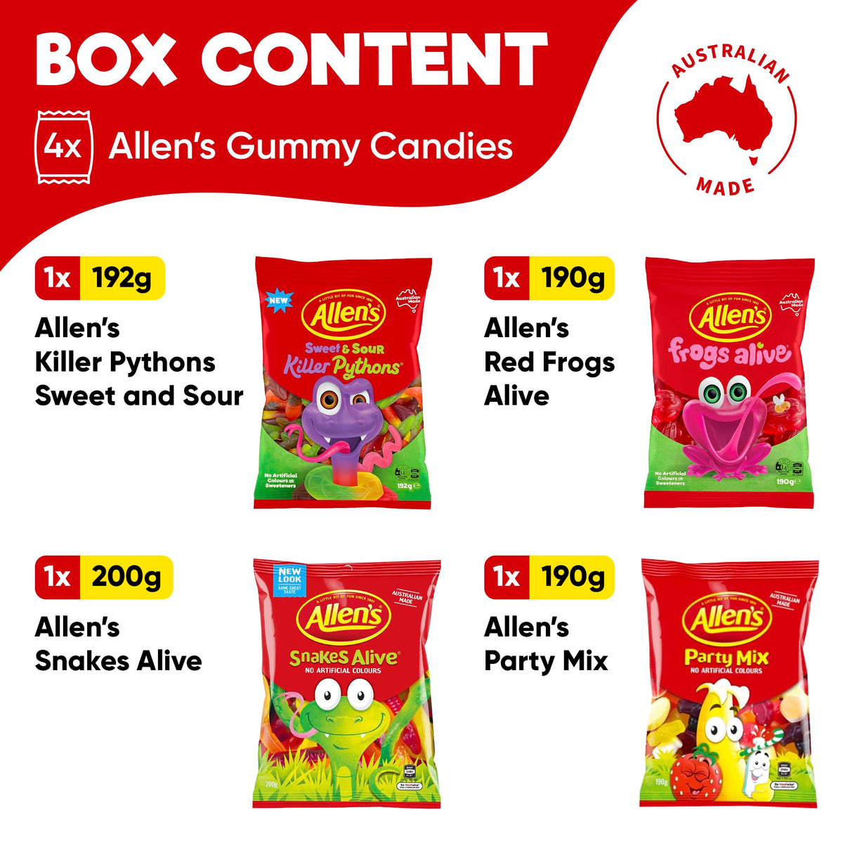 Allens Killer Pythons Sweet & Sour 192g close-up flavor preview