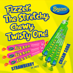 Beacon Fizzers brand logo scene evokes authentic South African candy heritage.