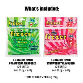 Beacon Fizzers serving suggestion displays two packs ready for sharing with friends.