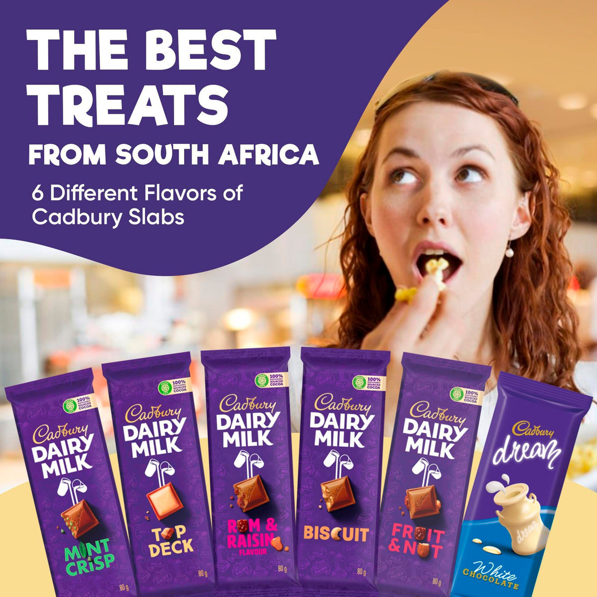 Cadbury Dream Biscuit slab from Treats from Home, indulgent chocolate with biscuit crunch.