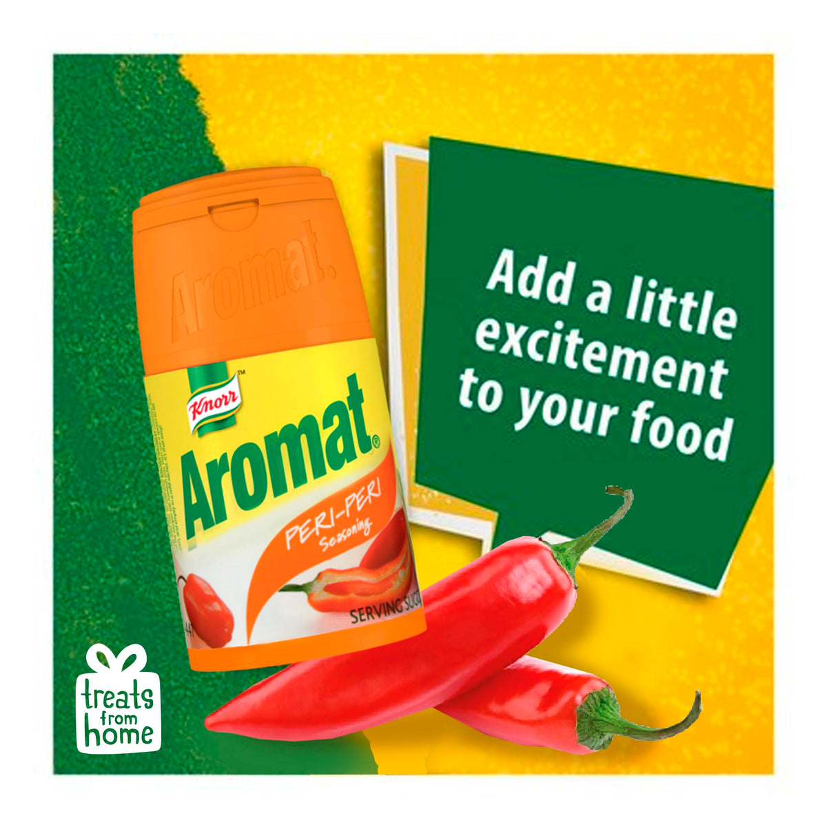 Treats from Home Packaging front view communicates pack of three seasonings.