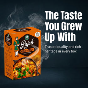 Treats from Home Rajah spices closeup highlighting natural, non-irradiated seasonings.