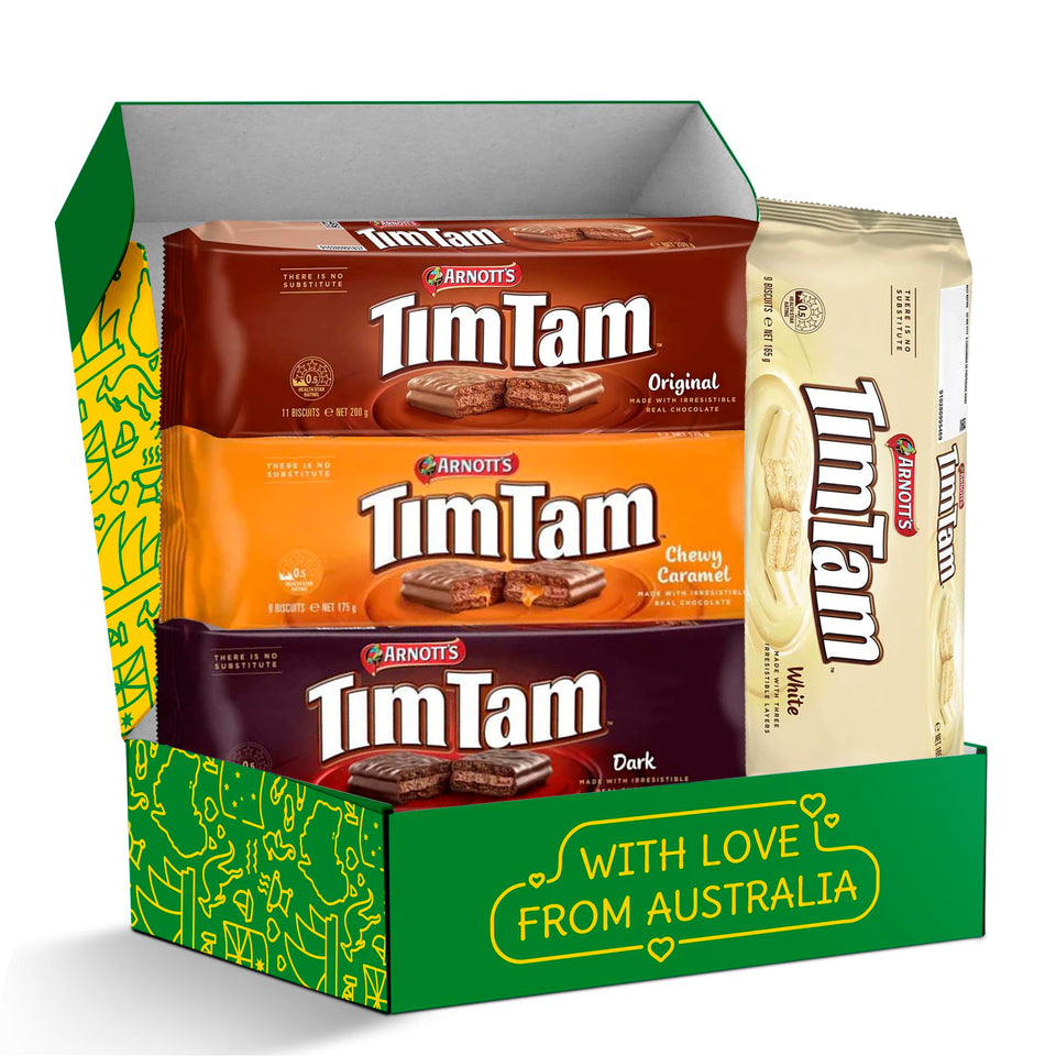Treats from Home Tim Tam Original assortment box front, a classic chocolate treat ready for gifting.