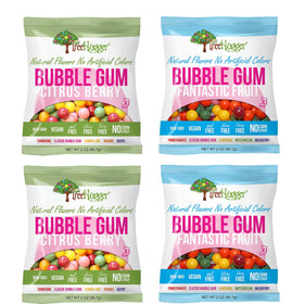 Tree Hugger Bubble Gum Citrus Berry pieces in vibrant colors; vegan and gluten-free snack.