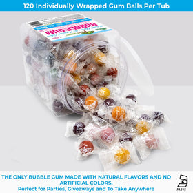 Tree Hugger Bubble Gum Fantastic Fruit packaging closeup highlights natural flavors and no artificial colors.