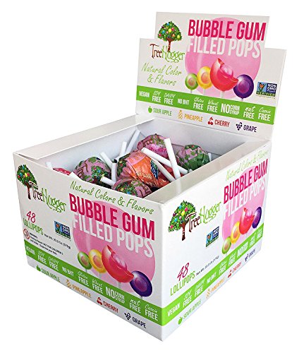 Tree Hugger Bubble Gum Filled Pops display box front view, easy party grab-and-go.