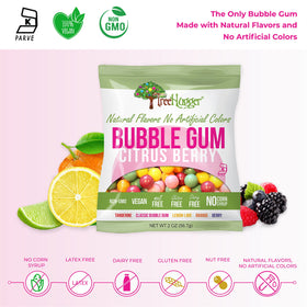 Tree Hugger Bubble Gum ingredients label shows no artificial colors or flavors