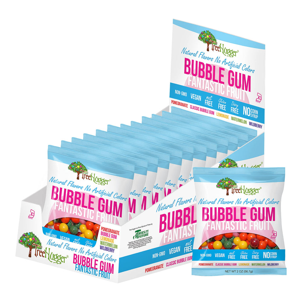 Tree Hugger Fantastic Fruit bubble gum pack ready for on-the-go snacking.