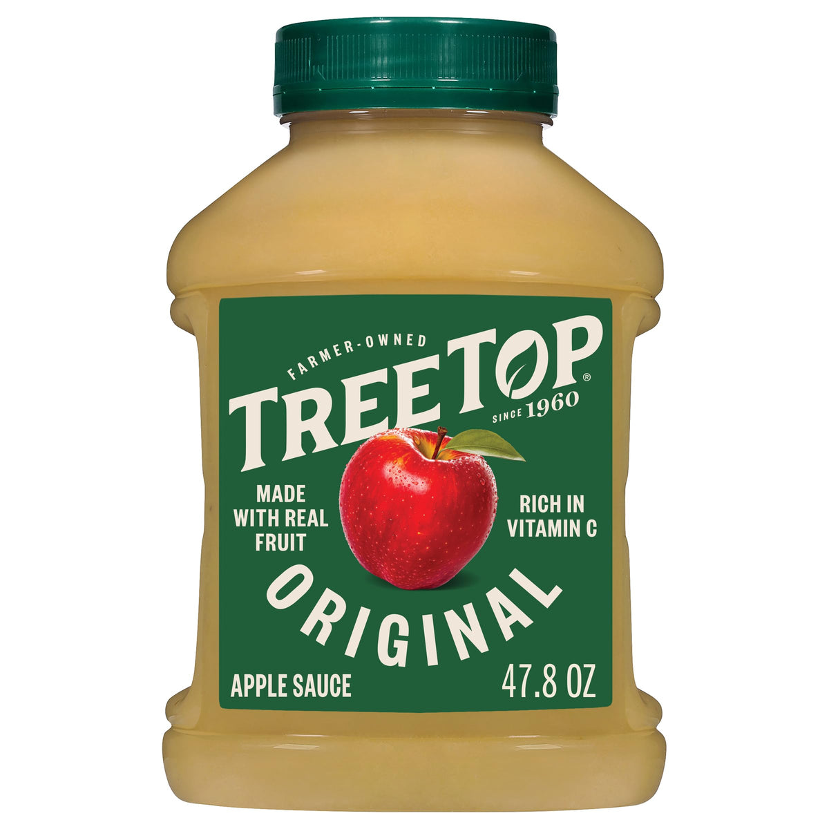 Tree Top Original Applesauce jar front shows real fruit for quick snacking.
