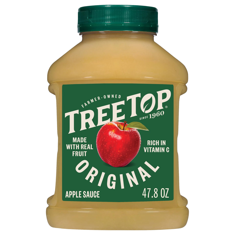Tree Top Original Applesauce jar front shows real fruit for quick snacking.