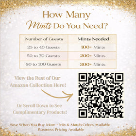 Tree Treasures candy buffet wedding display with gold-wrapped mints
