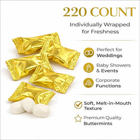 Tree Treasures individually wrapped gold mints suited for premium hospitality displays.