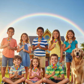 Tree Treasures individually wrapped lollipops—clean, convenient distribution at schools and events.