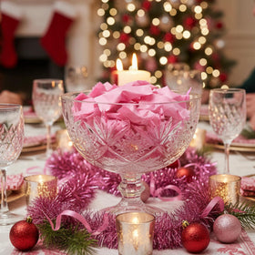 Pink mint candies displayed for weddings or baby showers.