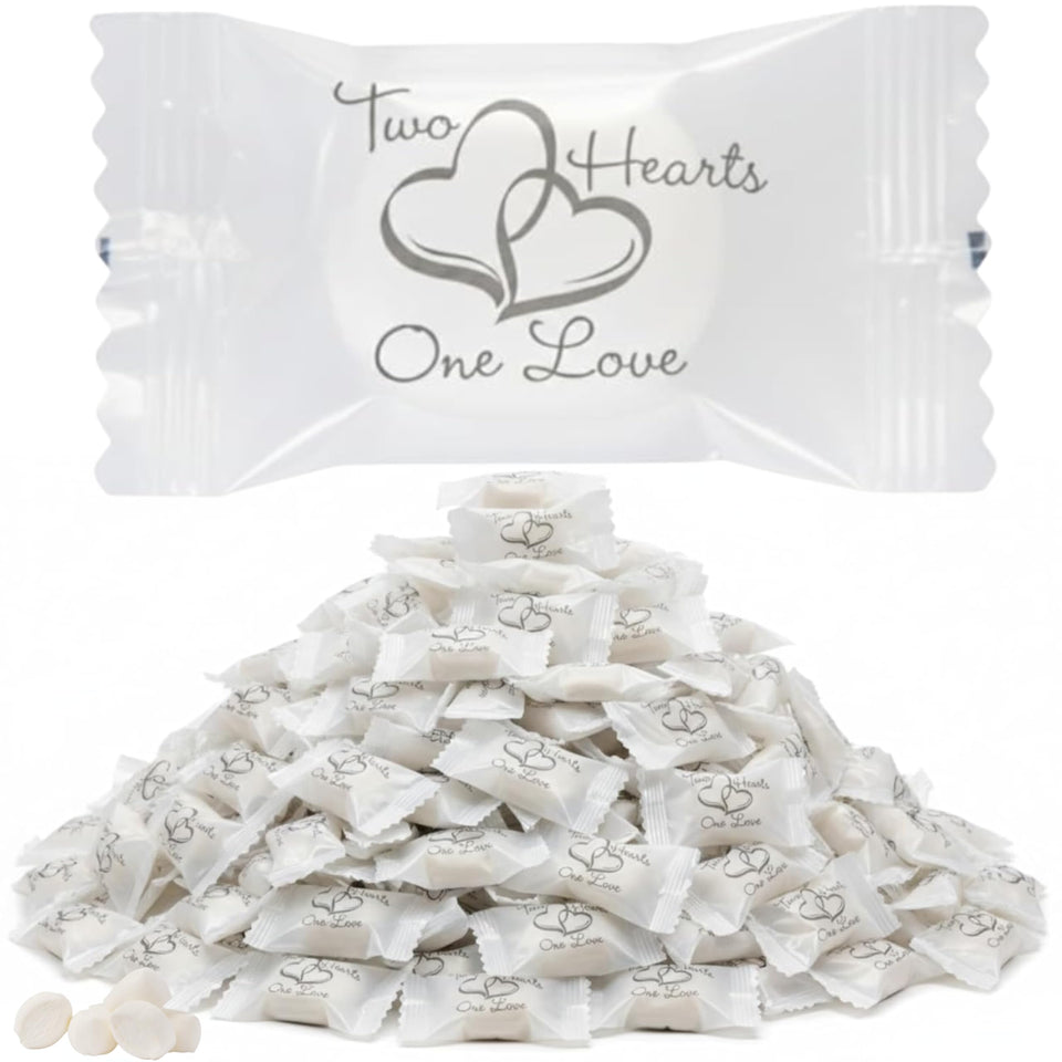 Tree Treasures Two Hearts Wrapped Mint for elegant wedding favors.