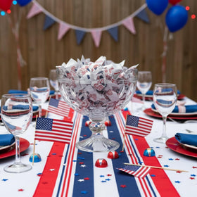 Tree Treasures USA flag buttermints packaging closeup highlights festive wrappers.