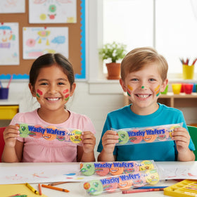 Assorted fruit flavors of Tree Treasures Wacky Wafers for kids and collectors.