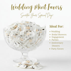 Tree Treasures wrapped mints with classy designs for wedding decor