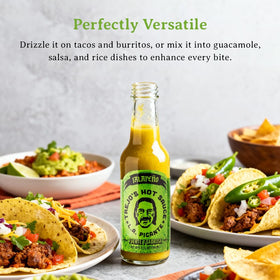Trejo's Jalapeño Hot Sauce on burritos for versatile topping.