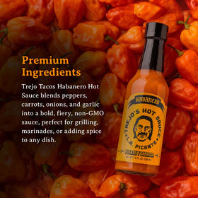 Trejo's Habanero Hot Sauce on a grilled meat dish