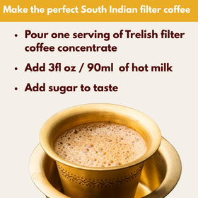 Trelish Coffee Concentrate pour-over and latte presentation with creamy foam.