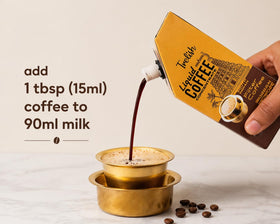 Trelish Coffee Concentrate being poured into a cup for a café-style brew.