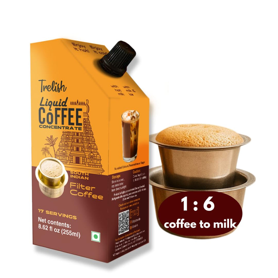 Trelish Coffee Concentrate bottle ready for authentic South Indian filter coffee at home.