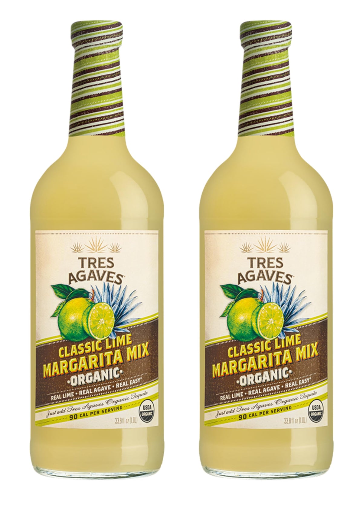 Tres Agaves Lime Margarita Mix bottle pour for at-home cocktails.