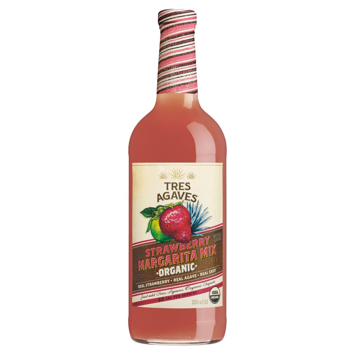 Tres Agaves margarita mix pouring into shaker for quick, bar-quality drinks.