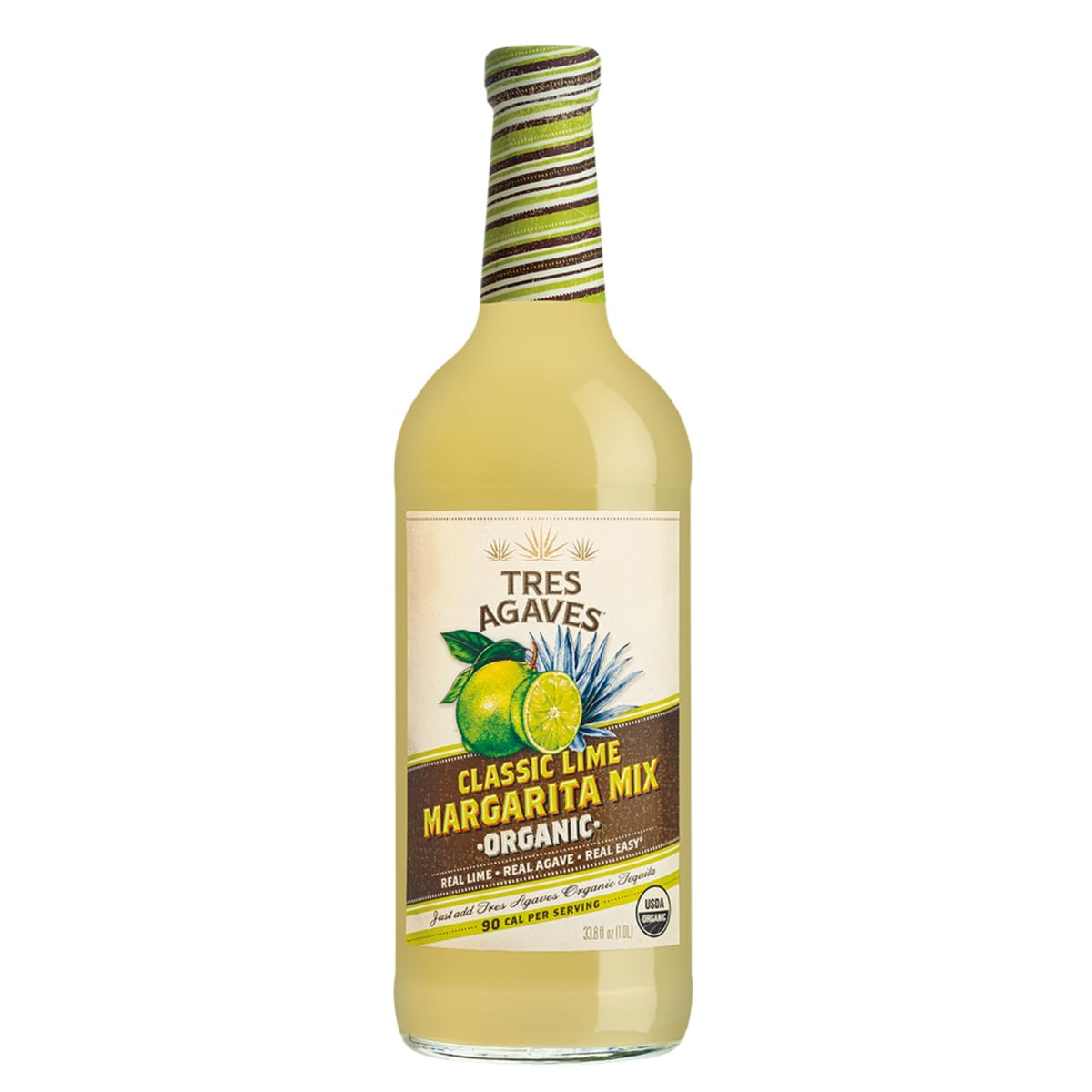 Organic lime juice and agave blend in Tres Agaves bottle.