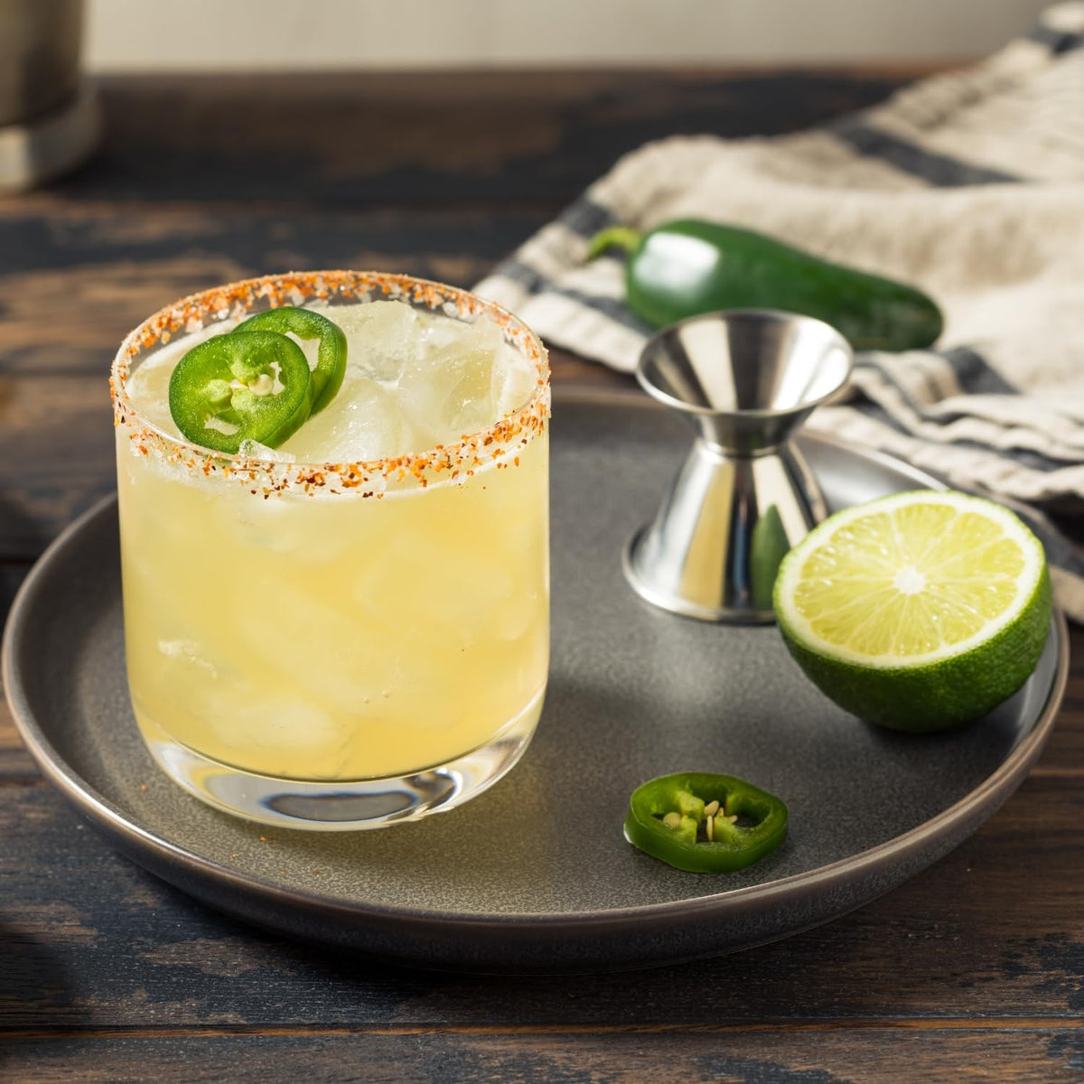 Family table with Tres Agaves cocktails featuring jalapeño heat