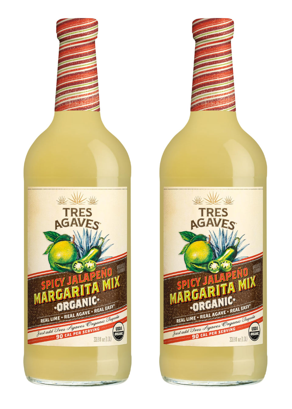 Tres Agaves spicy jalapeño margarita mixer front view for bold, elevated margaritas