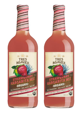 Tres Agaves Strawberry Margarita mixer bottle 750ml for authentic at-home cocktails.