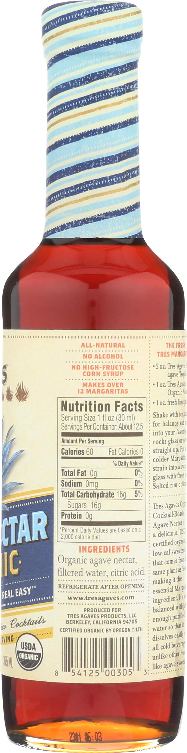 Tres Agaves bottle featuring the USDA Organic seal and clean-label packaging.