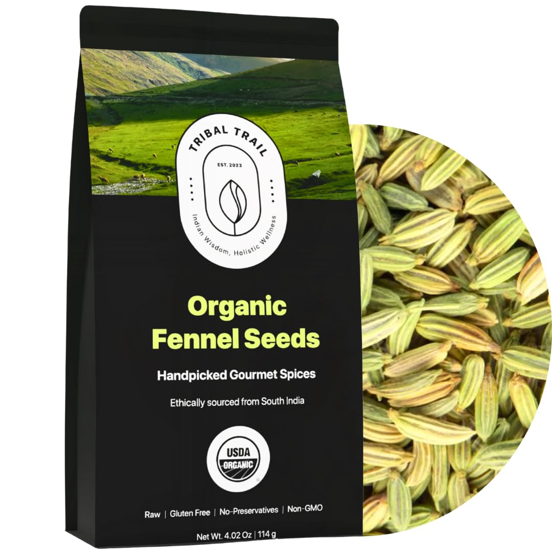 Tribal Trail fennel seeds organic front shows purity for everyday cooking.
