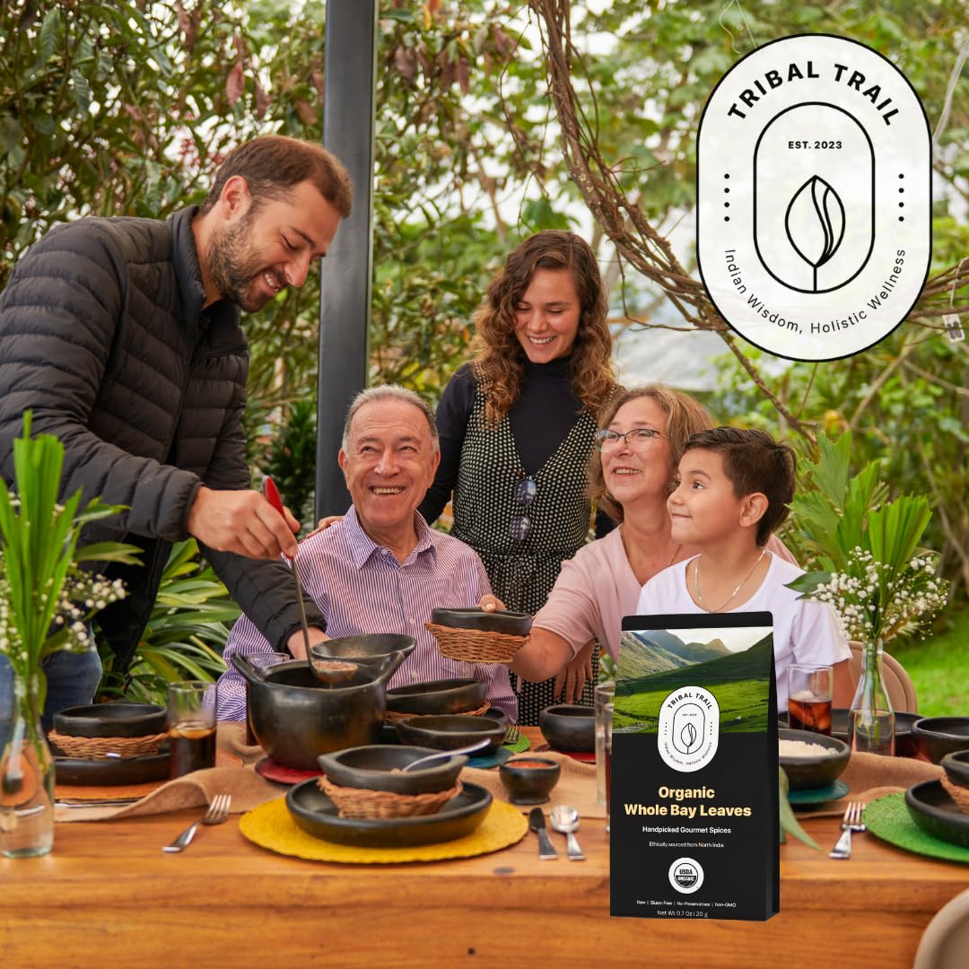 Tribal Trail Non-GMO Organic Bay Leaves for clean, natural flavor.