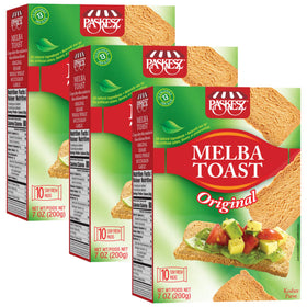 Tribello Melba Toast Original crackers display crisp texture, ideal for toppings.
