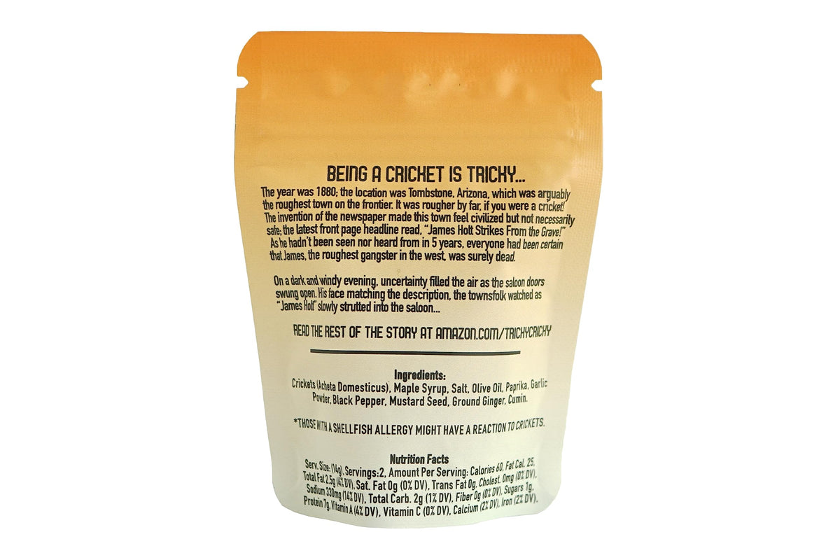 Tricky Cricky USA-grown crickets close-up highlighting crisp texture and savory flavor.