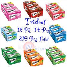 Trident sugar-free bubble gum sticks neatly packaged for quick bites and flavor.