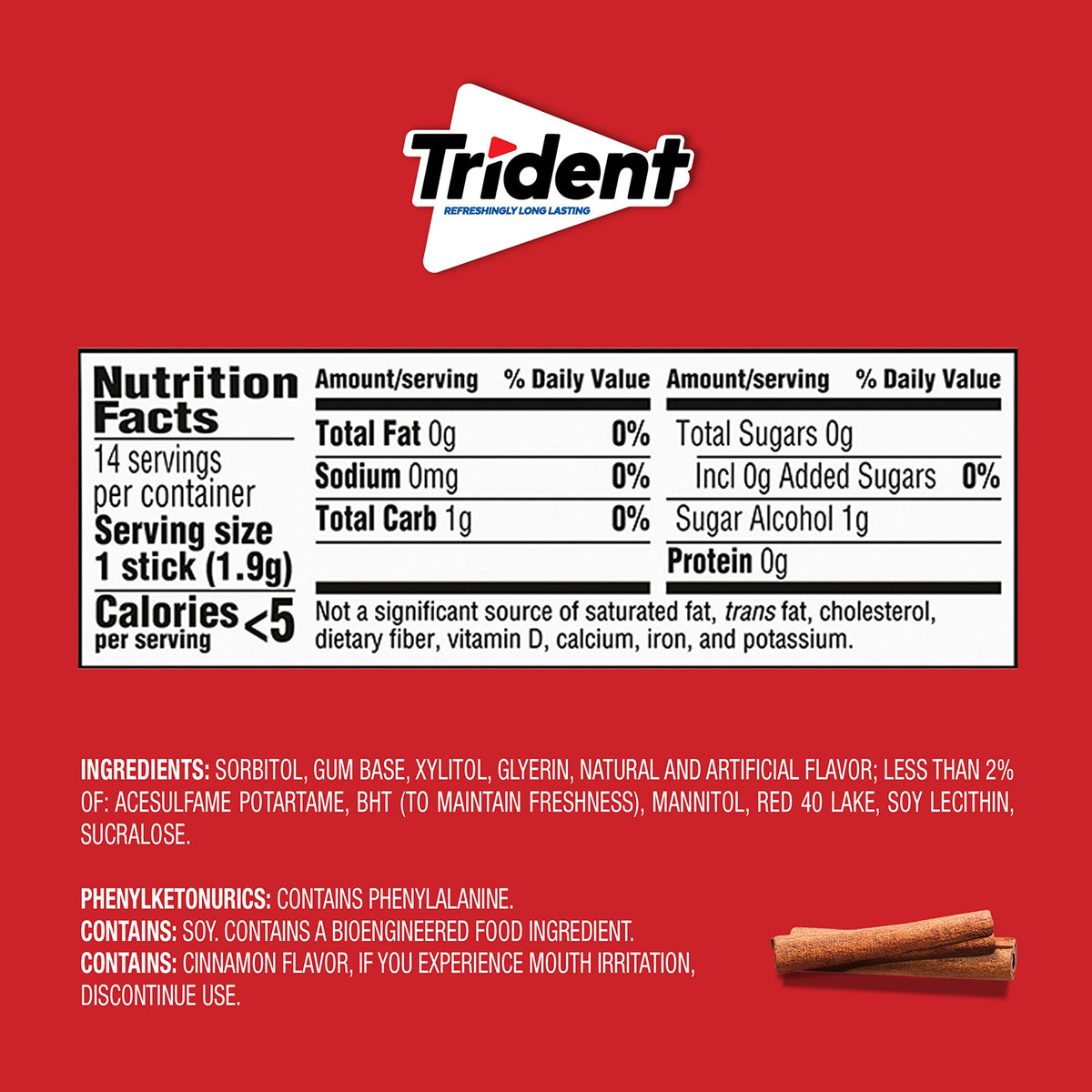 Trident Cinnamon Sugar-Free Gum in a backpack pocket for on-the-go freshness