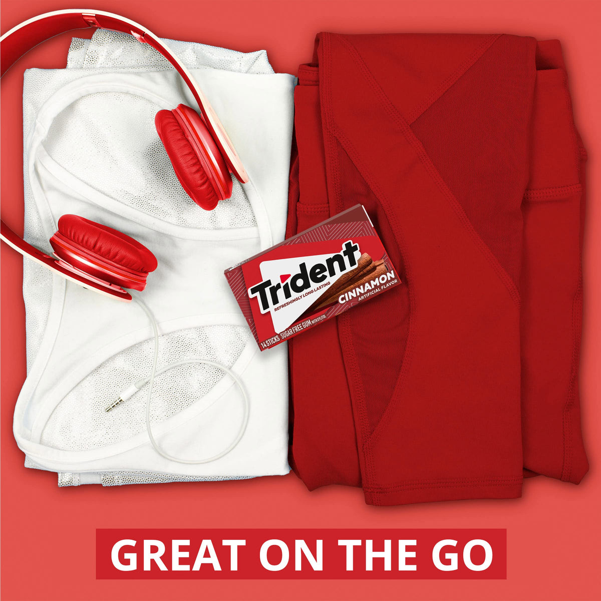Trident Cinnamon Sugar Free Gum flavor detail closeup communicates bold cinnamon notes.