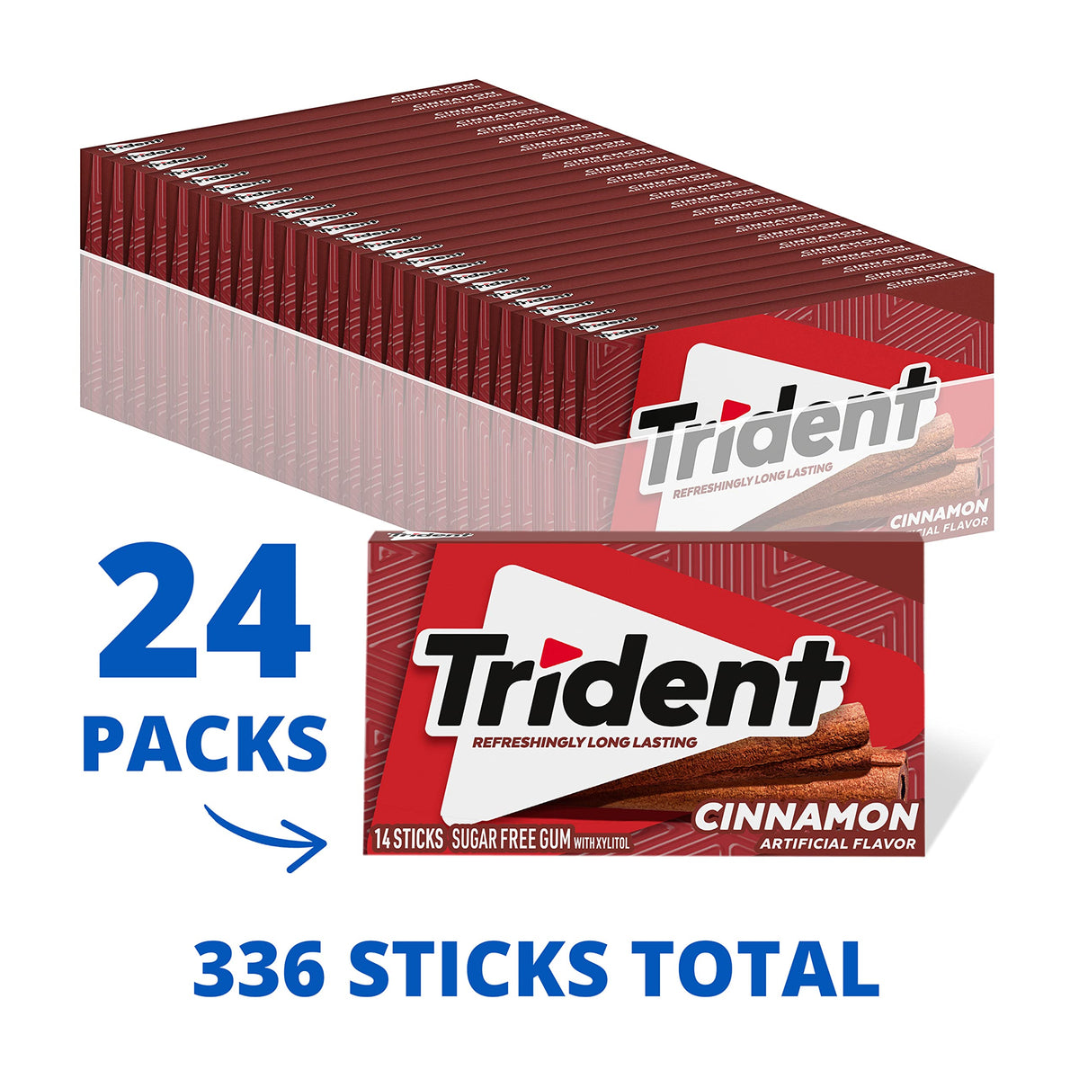 Trident Cinnamon Sugar-Free Gum single stick outside pack for quick use