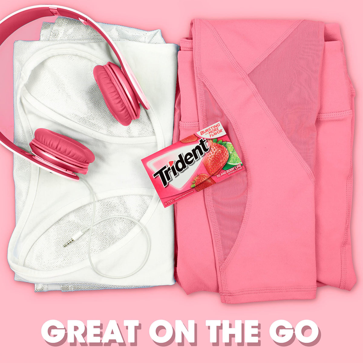 Trident Island Berry Lime sugar-free gum for car keeps breath fresh during drives.