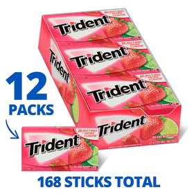 Trident Island Berry Lime sugar-free gum stick front view for quick fresh breath after meals.
