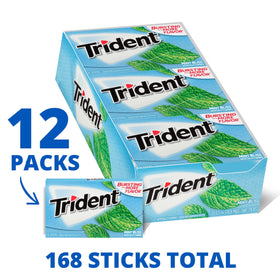 Trident Mint Bliss gum pieces close-up highlighting sugar-free mint flavor