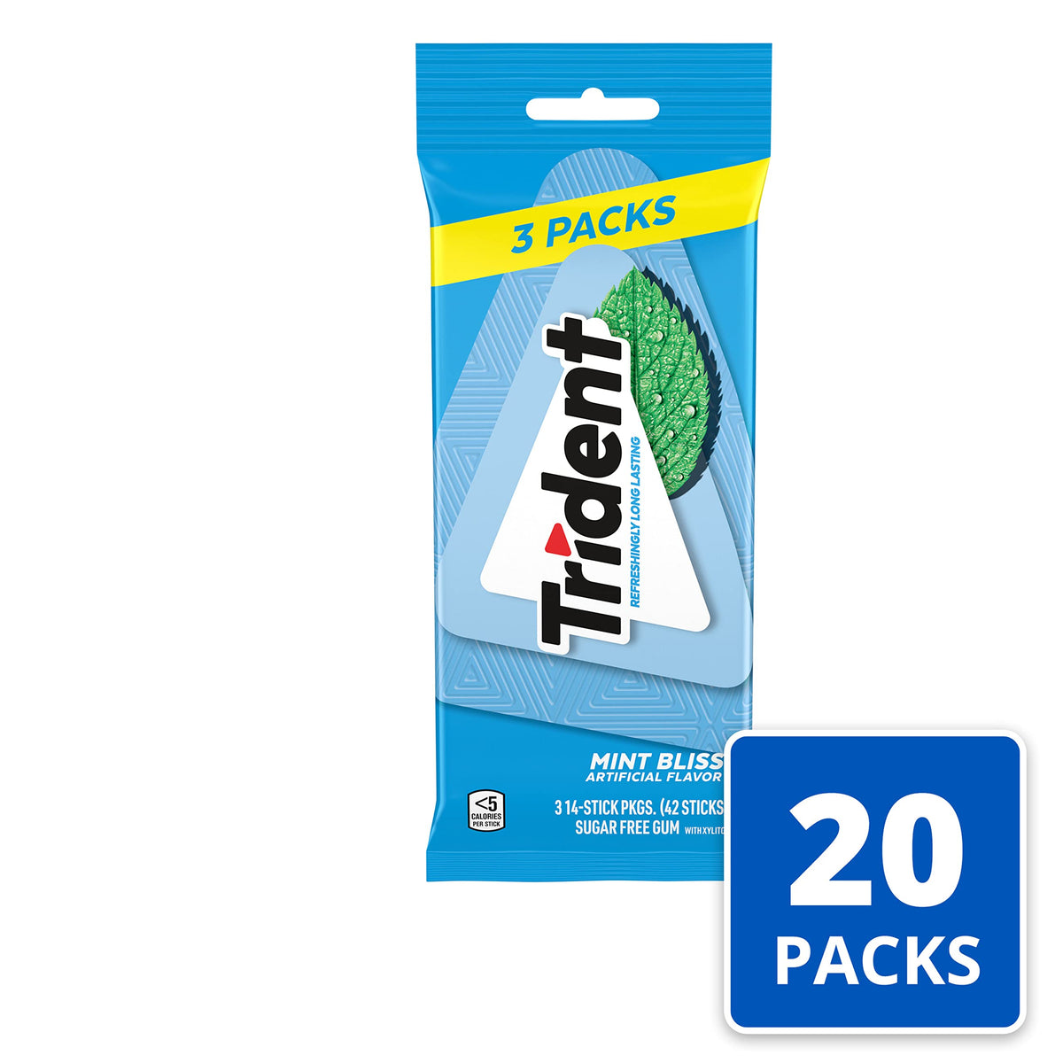 Trident Mint Bliss outer packs shown for convenient, travel-ready breath refresh.